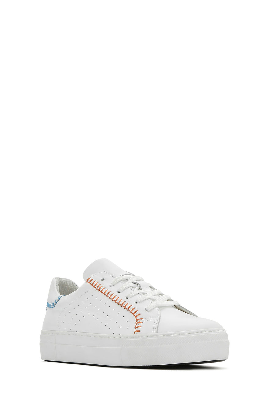 Kadın Beyaz Bağcıklı Deri Sneaker