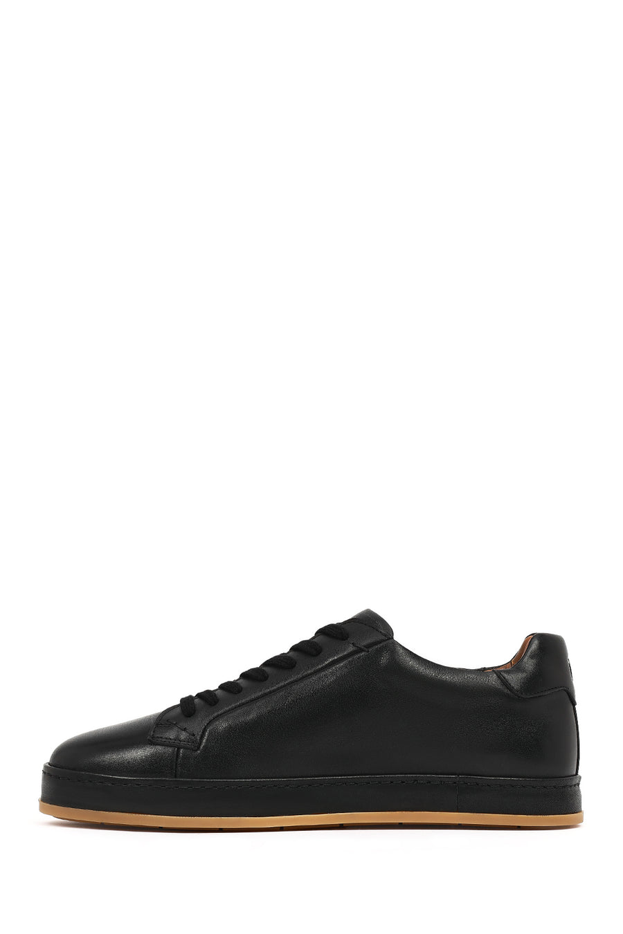 Erkek Siyah Bağcıklı Deri Sneaker