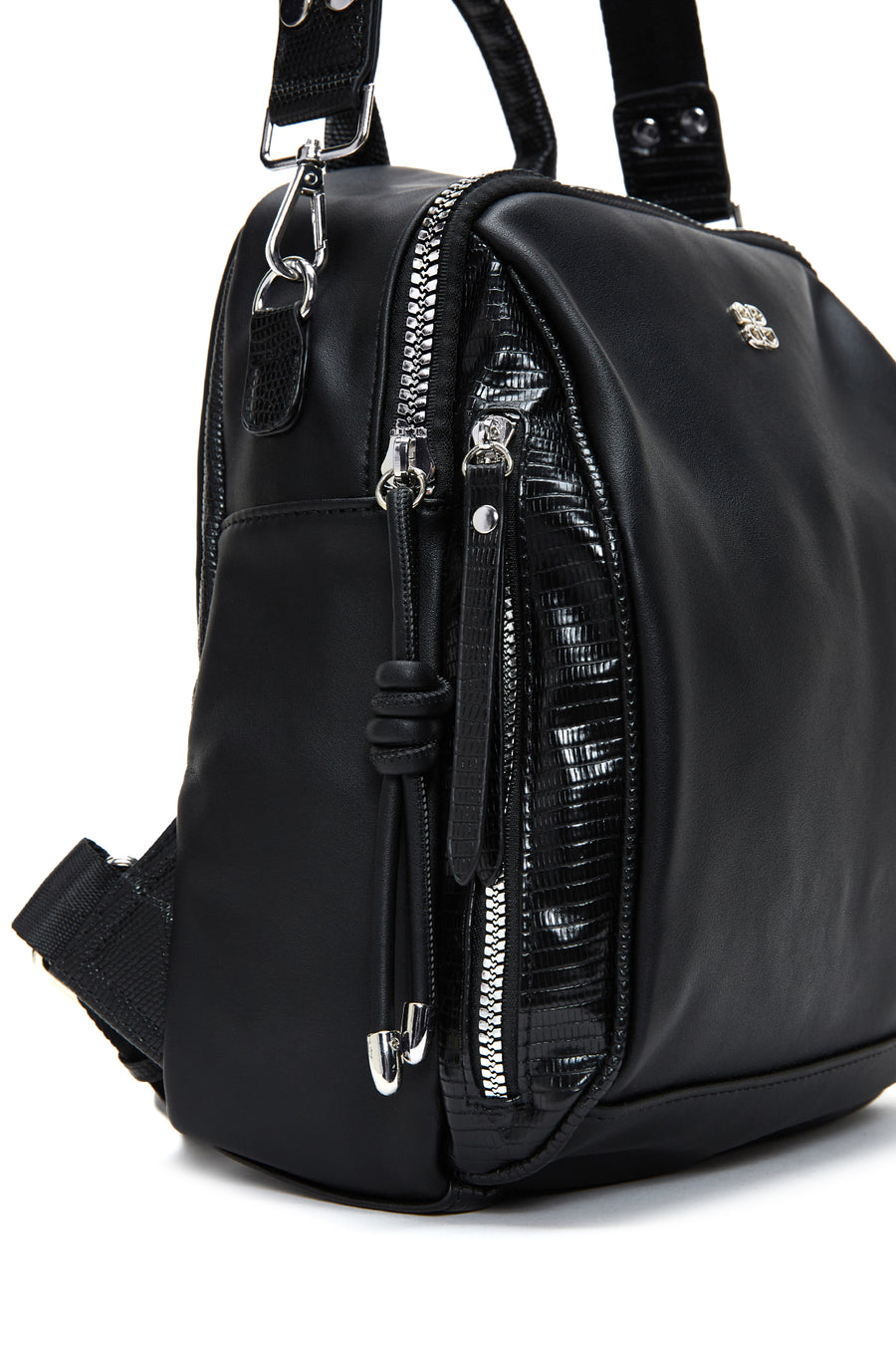 Women's Black Long Strap Backpack