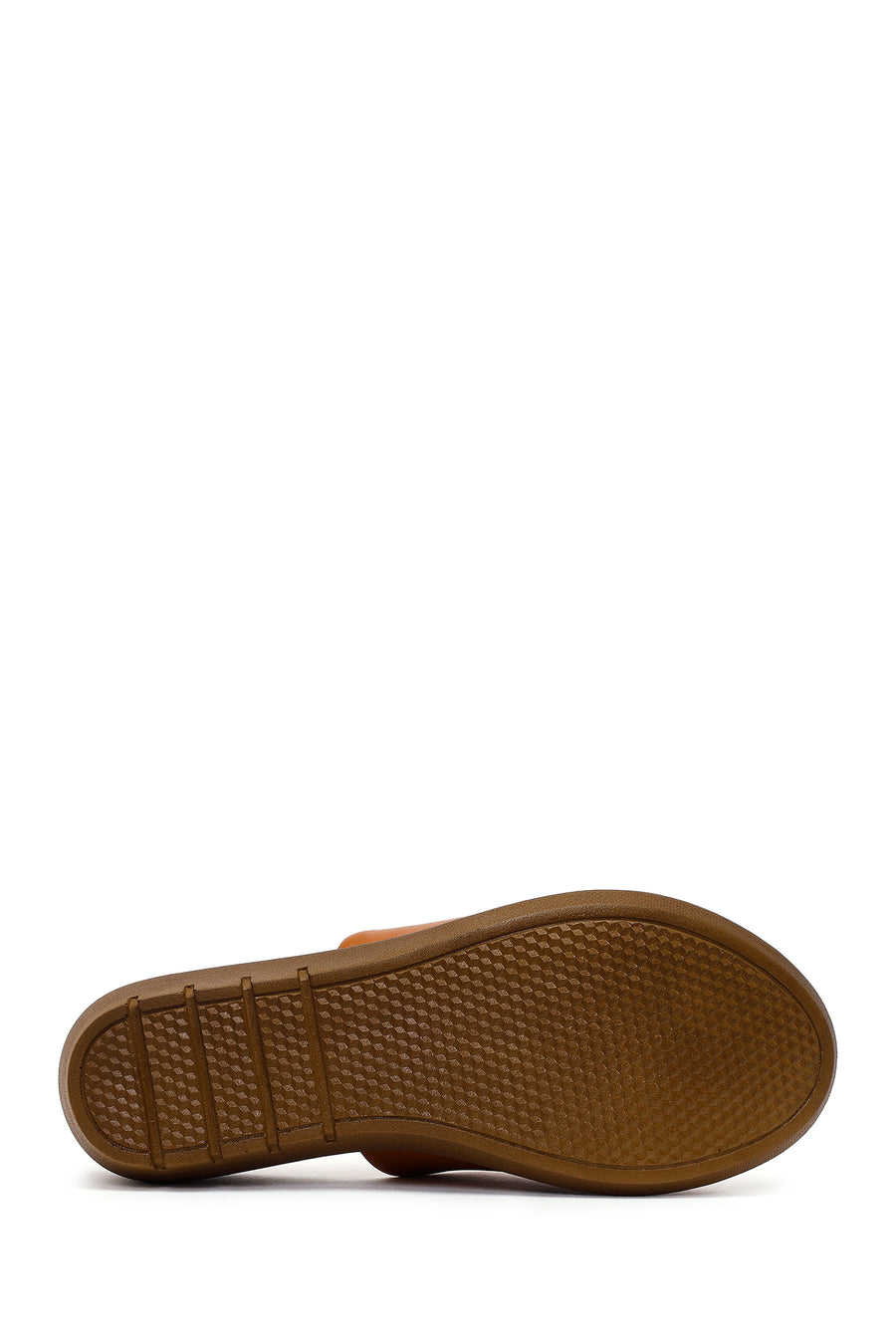 Woman Tan Wedge Heel Leather Comfort Slipper