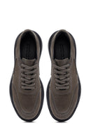 Erkek Gri Bağcıklı Nubuk Deri Sneaker | Derimod