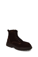 Male Brown Lace-Up Zip Closure Thick-Soled Suede Casual Boots | Derimod
