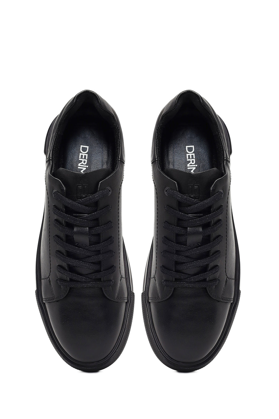 Erkek Siyah Bağcıklı Deri Sneaker