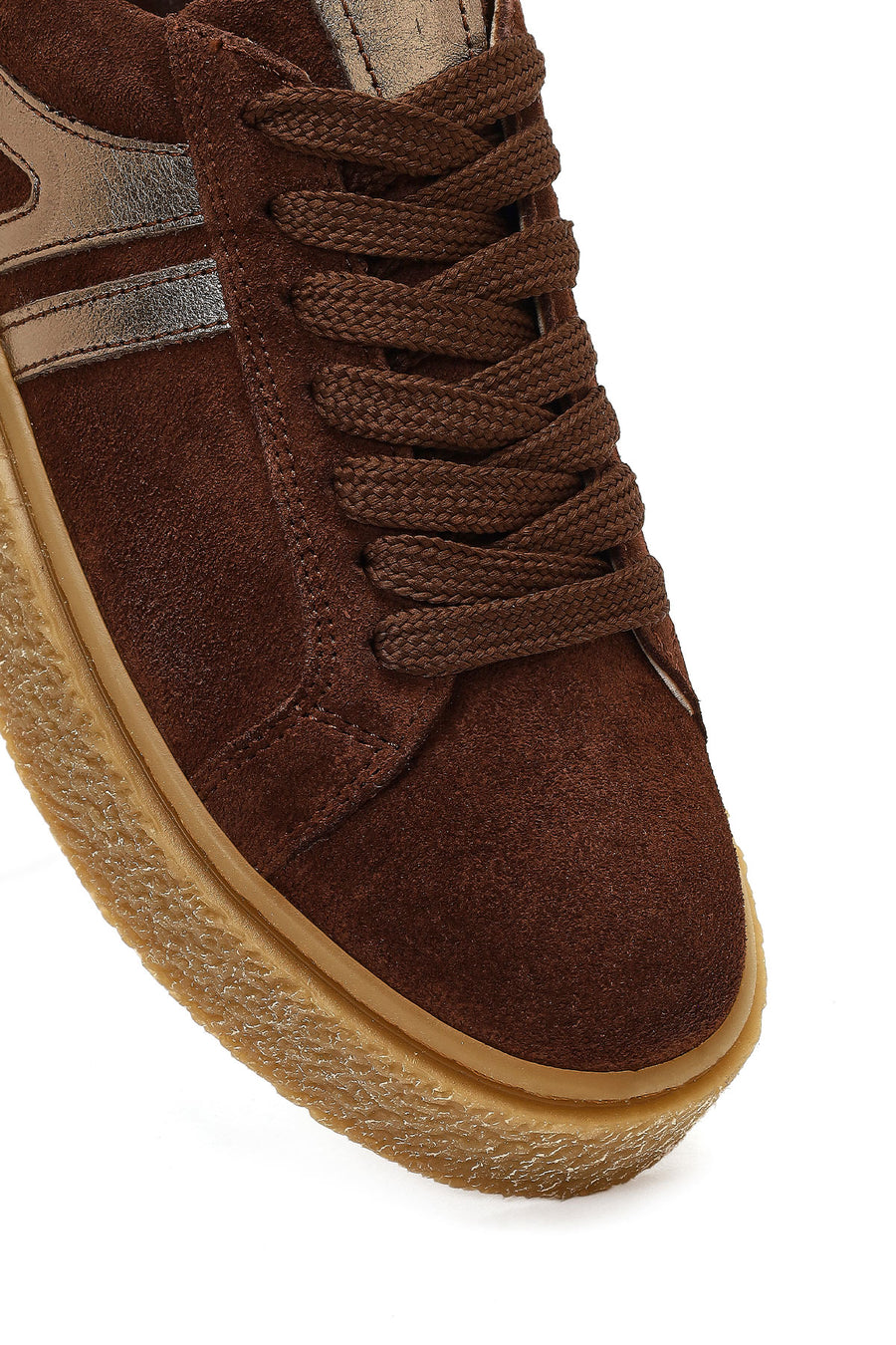Kadın Kahverengi Bağcıklı Süet Deri Sneaker