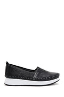 Women's Black Leather Comfort Loafer | Derimod