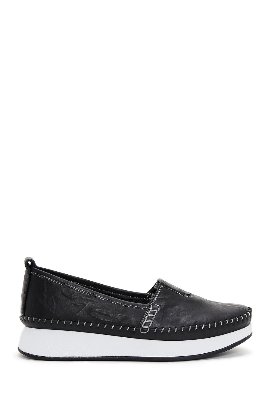 Women's Black Leather Comfort Loafer 23SFD331618 | Derimod