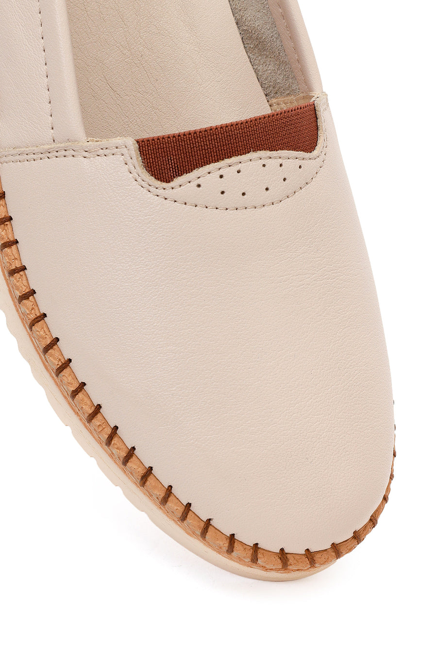 Women's Cream Thick-Sole Leather Comfort Shoes