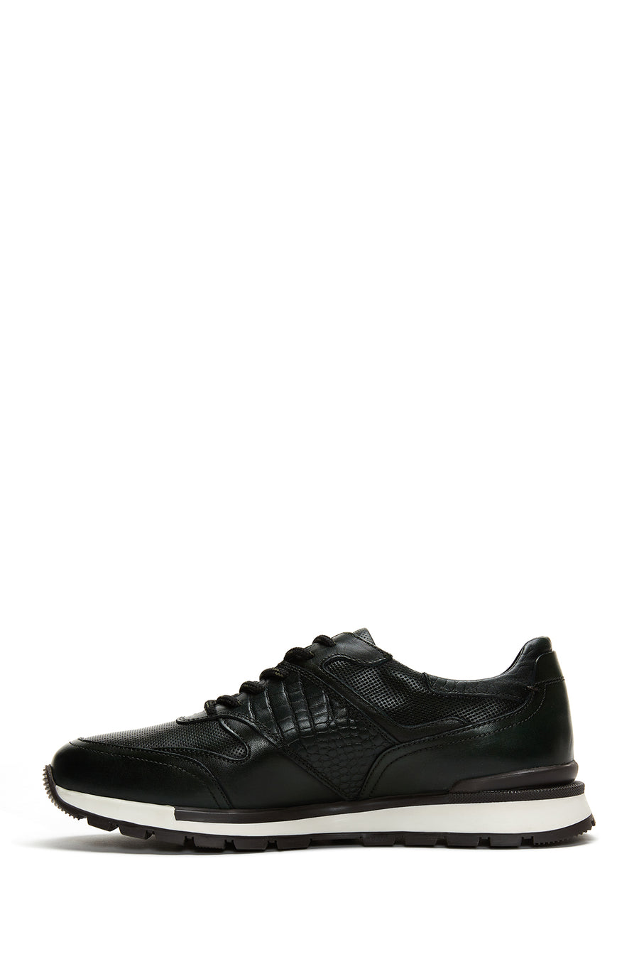 Men's Green Leather Printed Sneaker