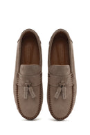 Men's Beige Tassel Suede Leather Loafer | Derimod