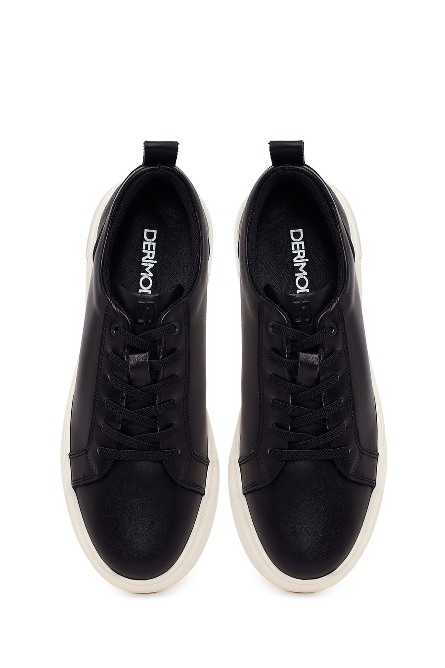 Erkek Siyah Bağcıklı Deri Sneaker