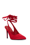Women's Red Ankle Strap Satin Heeled Shoes | Derimod