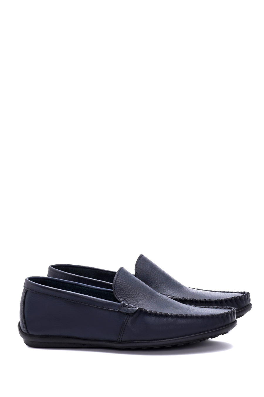 Erkek Lacivert Deri Casual Loafer
