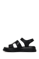 Women's Black Leather Comfort Sandals | Derimod