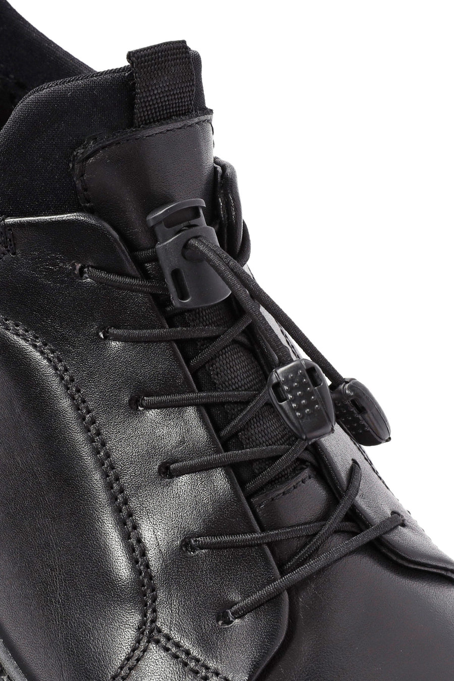 Erkek Siyah Bağcıklı Deri Sneaker