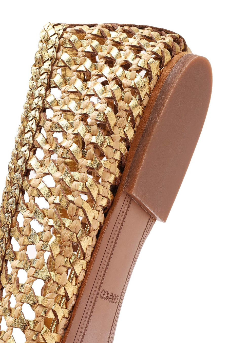 Women's Gold Straw Leather Ballerina
