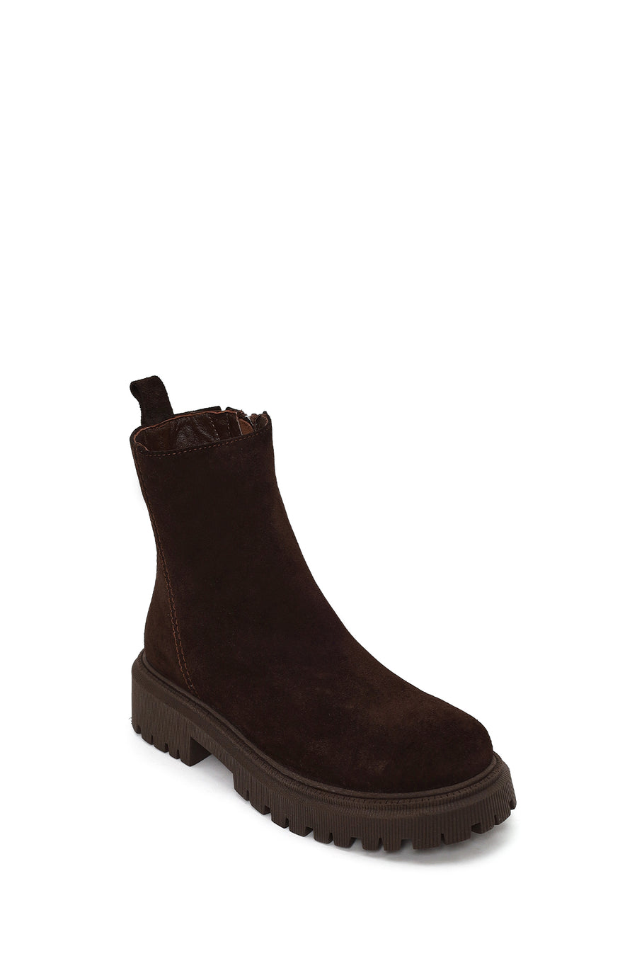 Woman Brown Zip Closure Thick-Soled Suede Boots