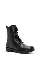 Women's Black Zippered Leather Boots | Derimod