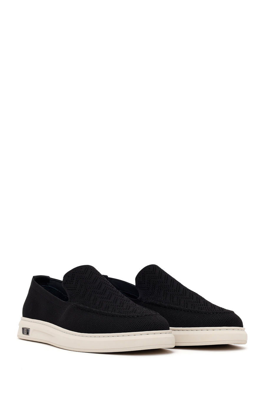 Male Black Patterned Fabric Loafer