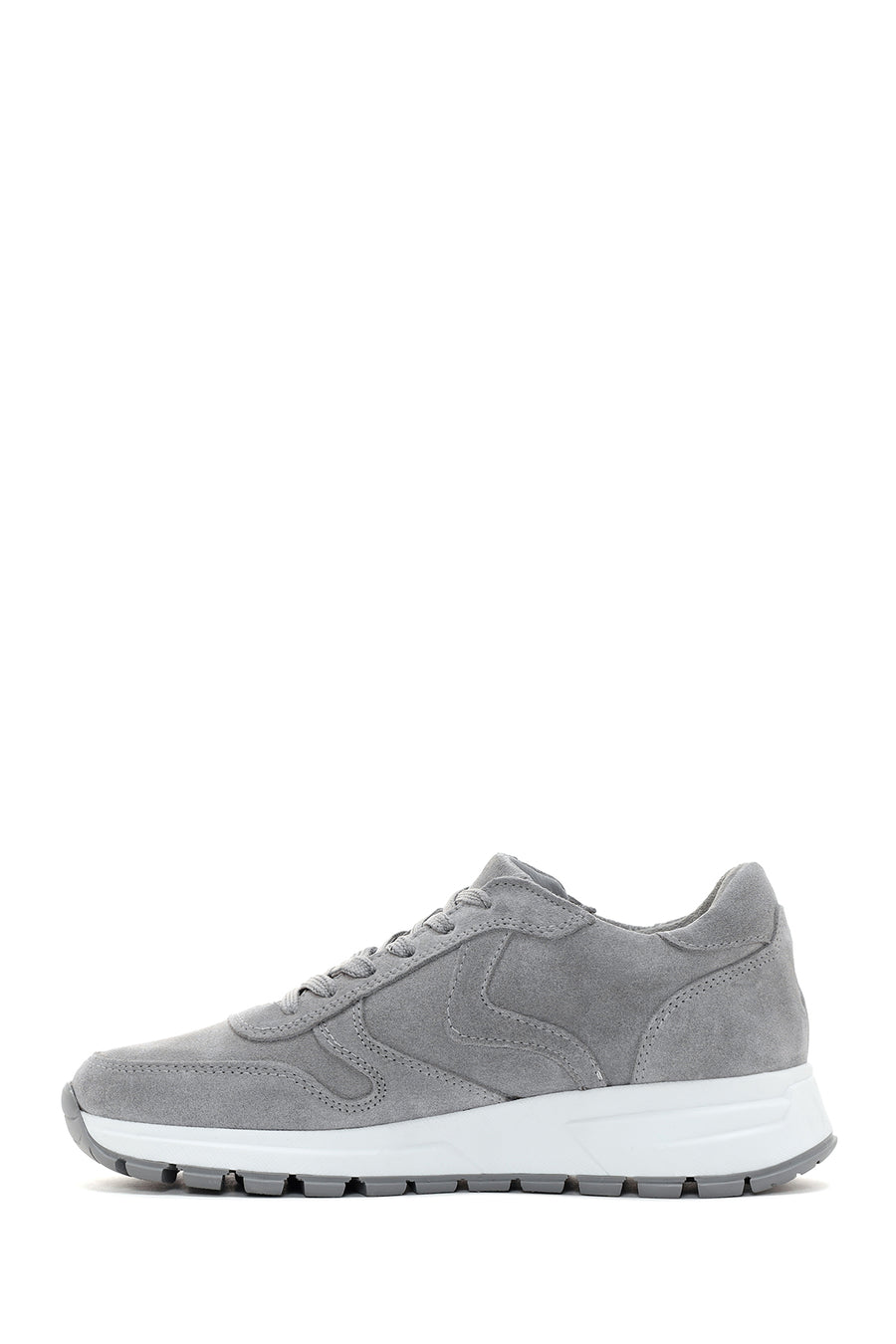 Women's Anthracite Lace-Up Suede Leather Sneakers