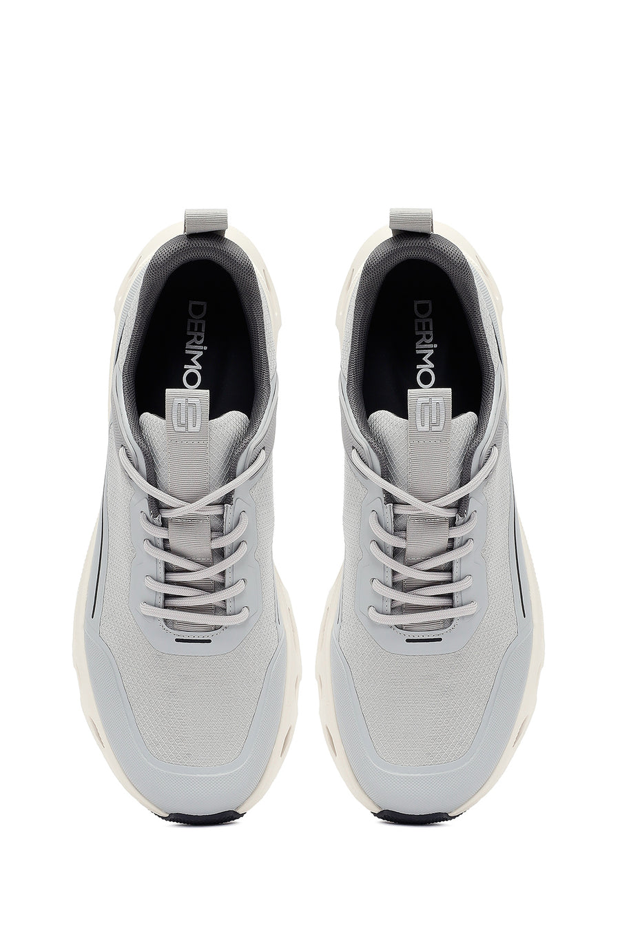 Erkek Gri Bağcıklı Kalın Tabanlı Kumaş Sneaker