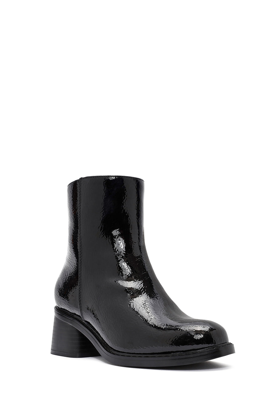 Women's Black Zippered Low Heel Boots