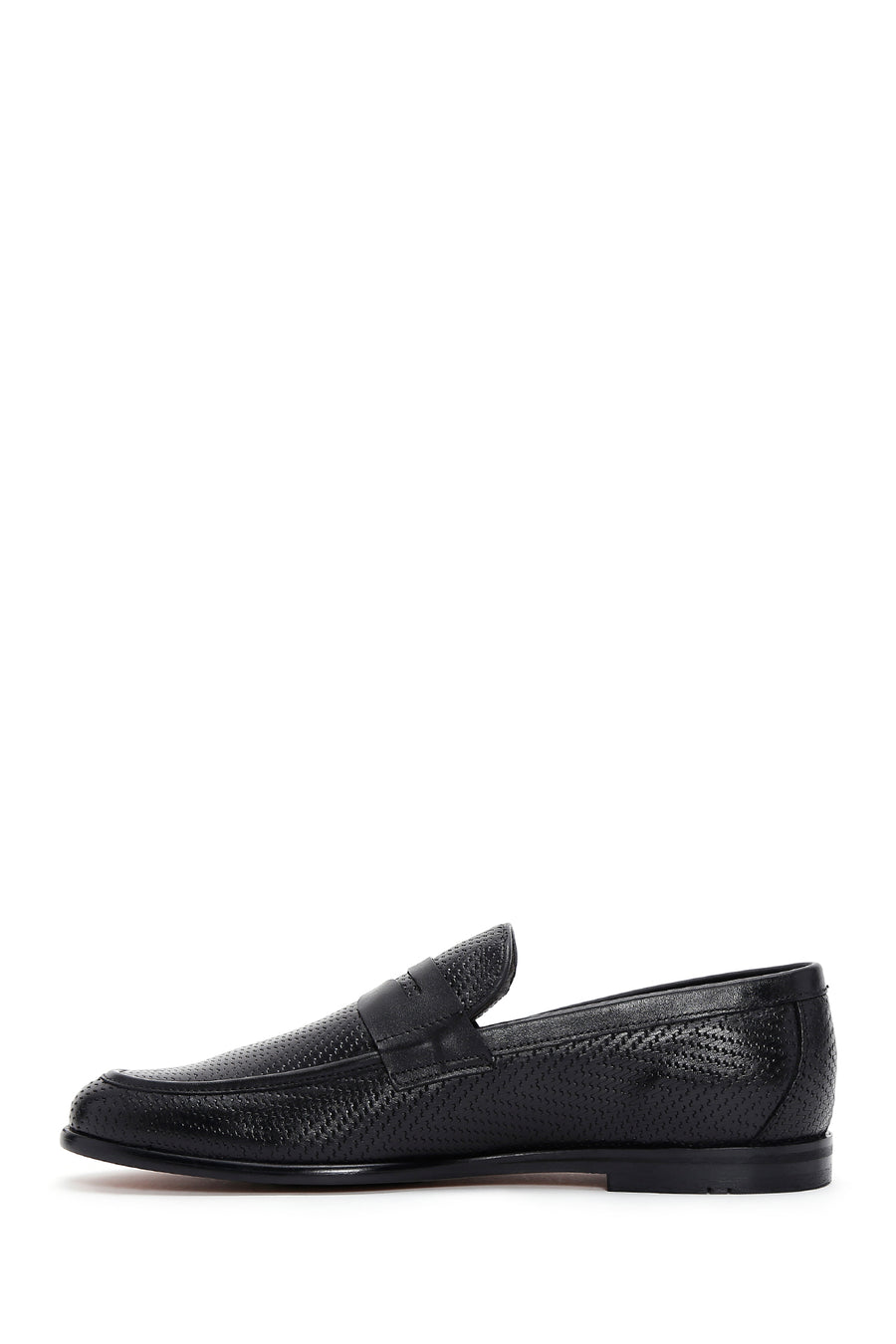 Men's Black Leather Printed Classic Loafer