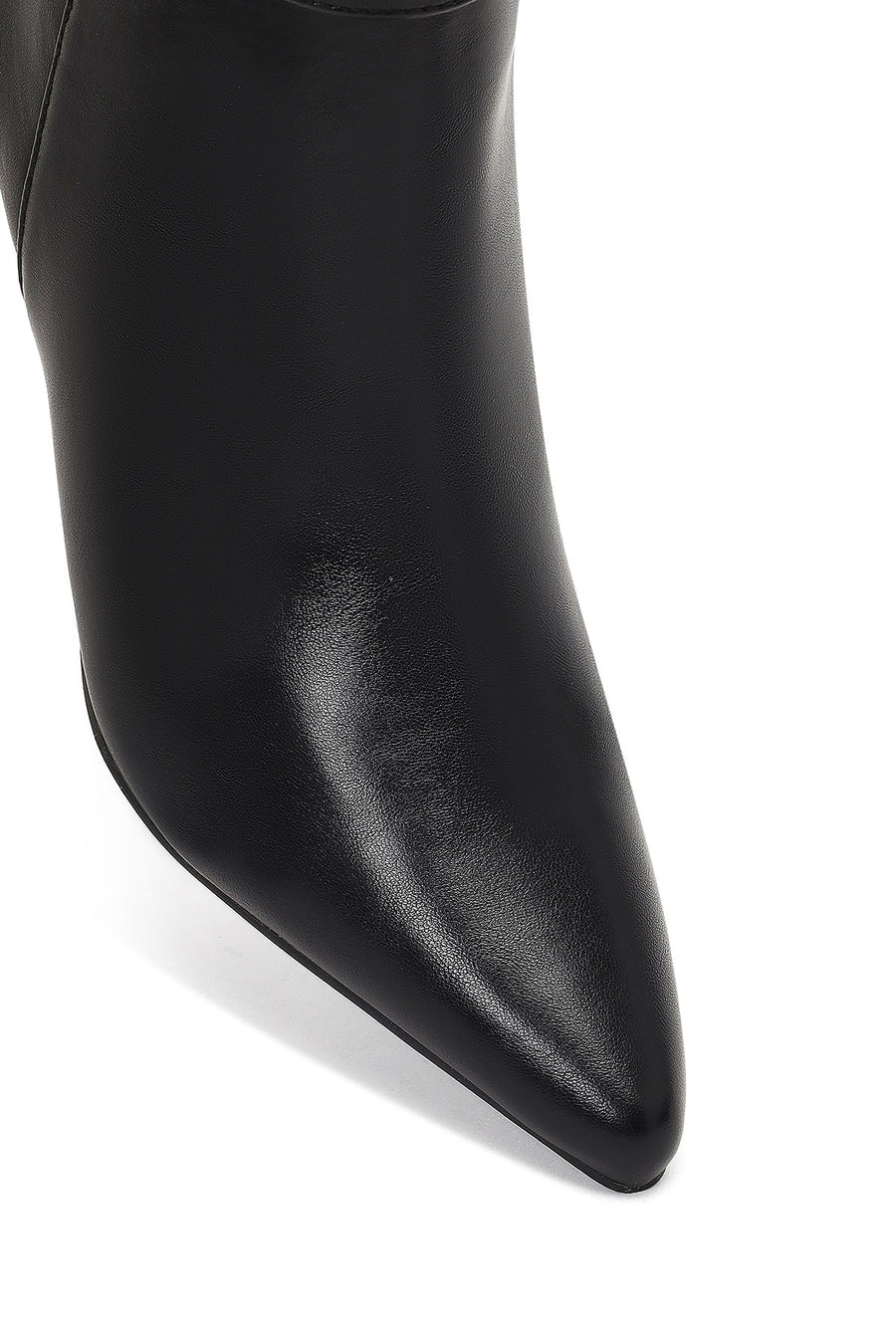 Women's Black Zippered Thin Heeled Boots
