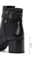 Woman Black Zip Closure Chunky-Heel Boots | Derimod