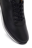 Erkek Siyah Bağcıklı Deri Casual Sneaker | Derimod