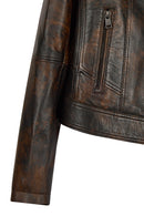 Kylie Woman Bronze Short Leather Jacket | Derimod
