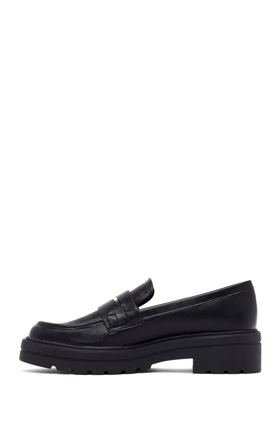 Kadın Siyah Kalın Tabanlı Maskülen Loafer