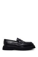 Male Black Thick-Soled Leather Loafer | Derimod