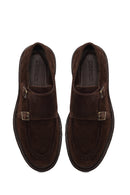 Male Brown Double-Buckle Thick-Soled Suede Casual Shoes | Derimod