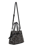 Woman Black Long-Strap Patterned Shoulder Bag | Derimod