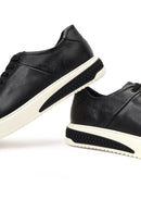 Erkek Siyah Bağcıklı Kalın Tabanlı Deri Sneaker | Derimod