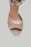 Suede Ankle Strap Powder Women's Heeled Leather Sandals | Derimod