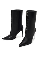 Woman Black High Thin Heeled Leather Boots | Derimod