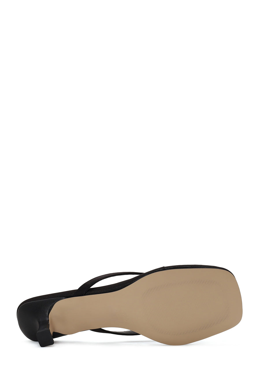 Woman Black Short-Heeled Satin Toe-Post Slipper