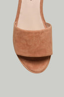 Wedge Heeled Suede Leather Women's Slippers | Derimod