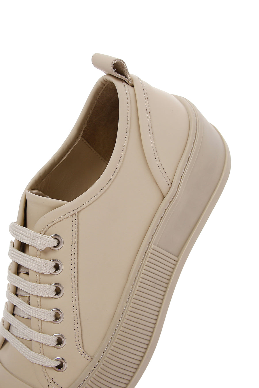 Kadın Bej Deri Kalın Tabanlı Sneaker