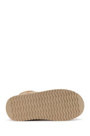 Woman Beige Patterned Suede Teddy Boots | Derimod
