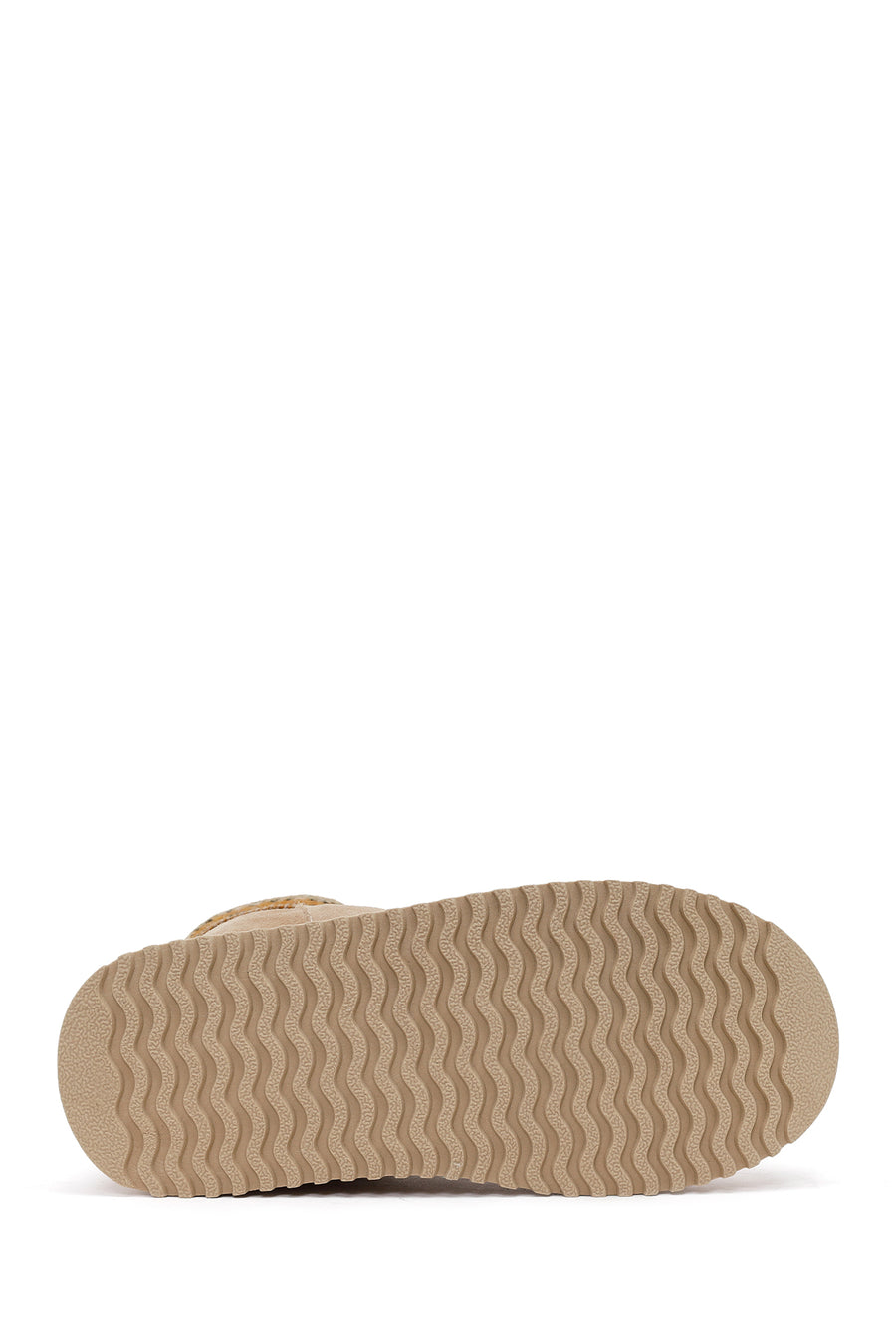 Woman Beige Patterned Suede Teddy Boots