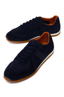 Erkek Lacivert Bağcıklı Süet Deri Sneaker | Derimod