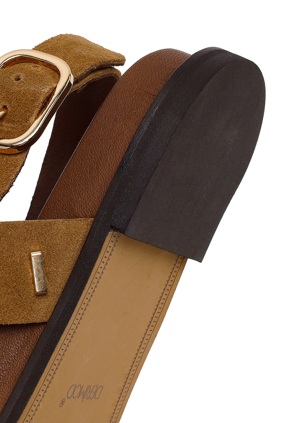 Woman Tan Embellished Suede Sandal