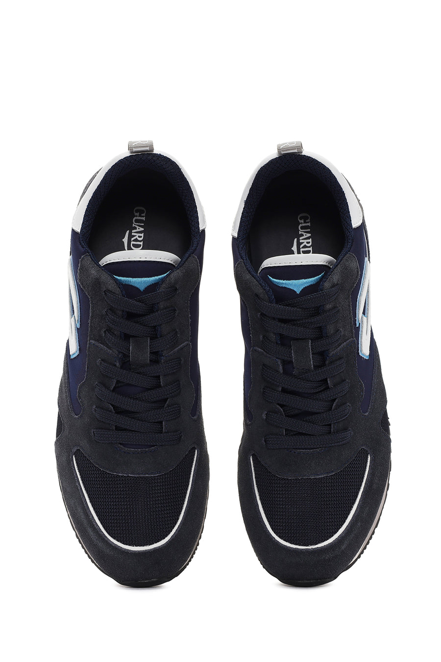 Alberto Guardiani Men's Navy Blue Wen Thick Sole Lace-Up Suede Leather Sneaker