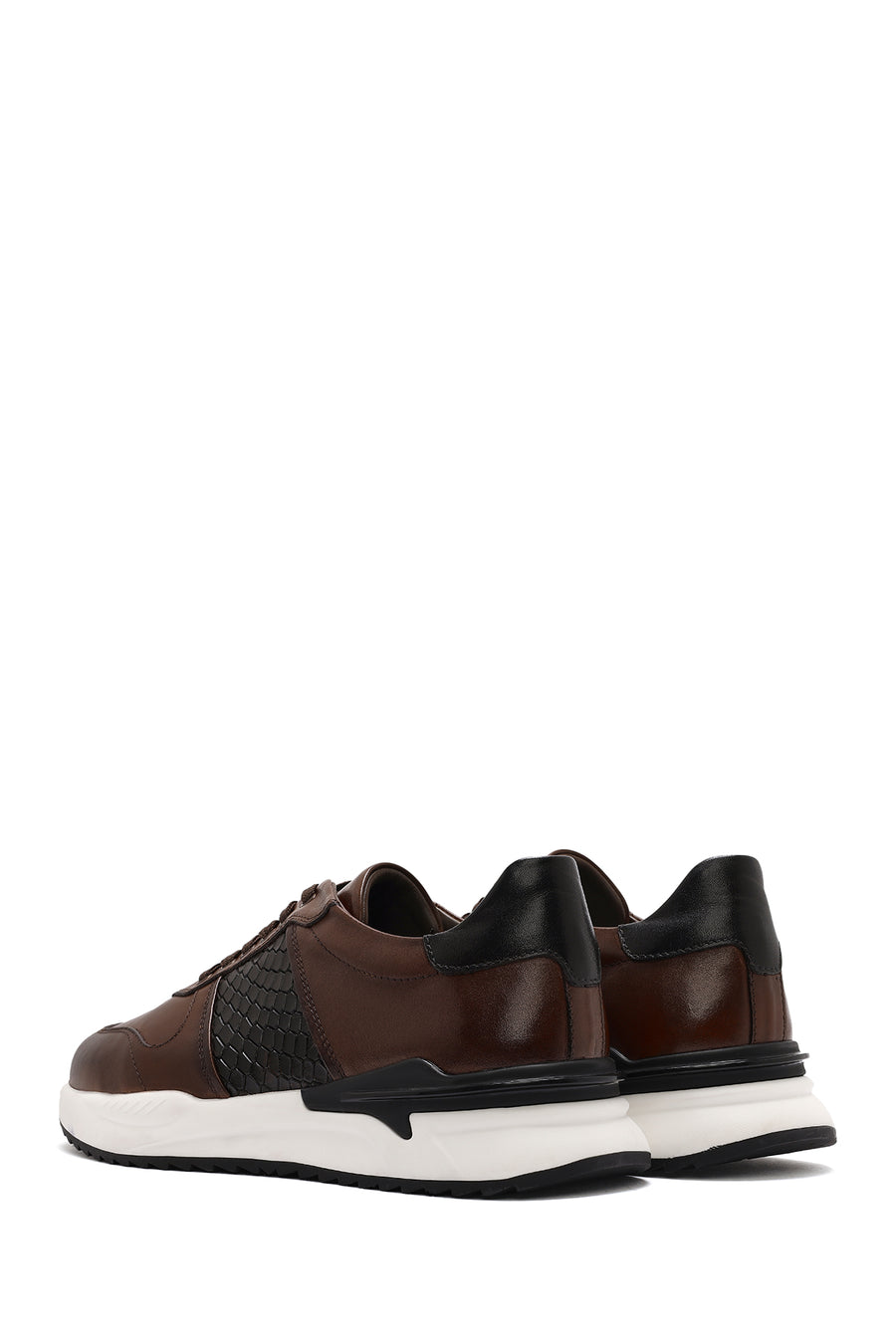 Erkek Taba Bağcıklı Deri Casual Sneaker