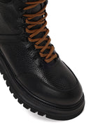 Harley Davidson Male Black Stein Lace-Up Thick-Sole Leather Combat Boots | Derimod
