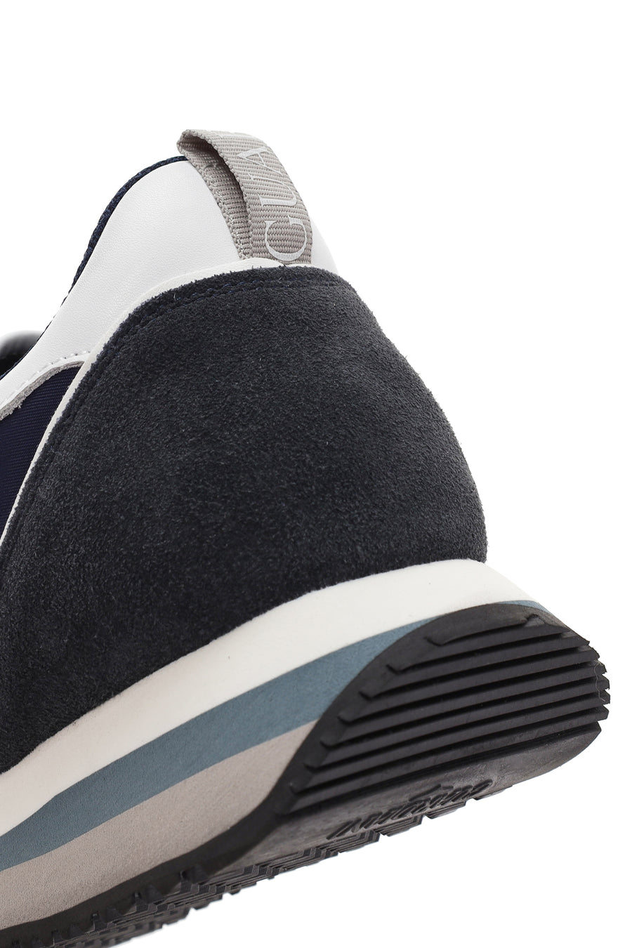 Alberto Guardiani Men's Navy Blue Wen Thick Sole Lace-Up Suede Leather Sneaker