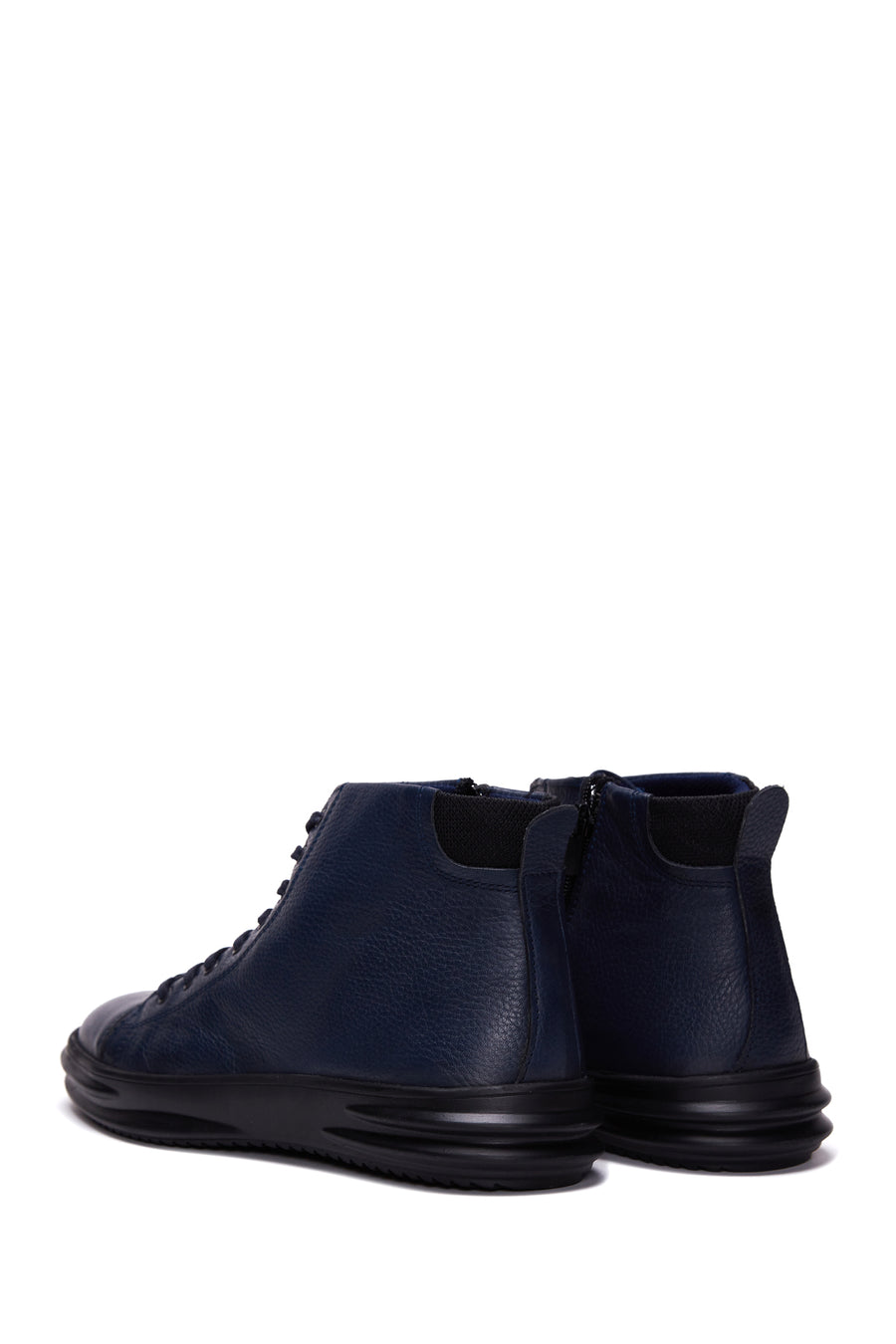 Men's Navy Blue Leather High Top Sneaker