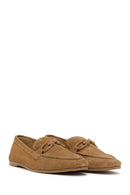 Women's Tan Suede Leather Loafer | Derimod